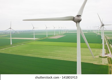 Aerial View Of A Many Windmills