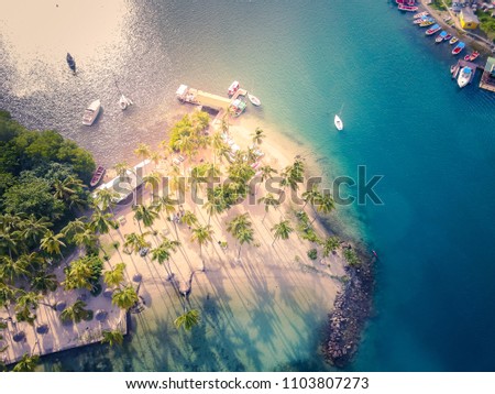 Aerial view of Marigot bay in St Lucia - Caribbean