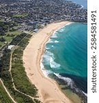 Aerial view of Maroubra Beach located in the Eastern Suburbs of Sydney Australia