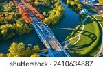 Aerial View of Martin Luther King Bridge in Fall - Fort Wayne