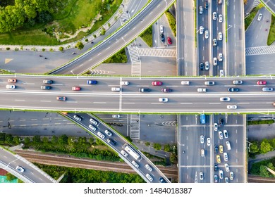 Aerial View Of A Massive Highway Intersection