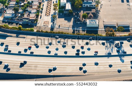 Aerial view of a massive highway intersection in Los Angeles