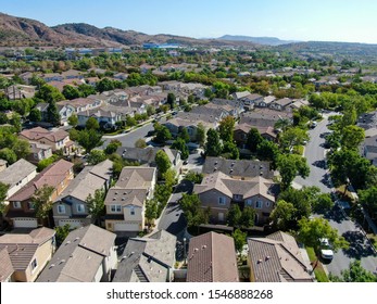 Aerial view of master-planned community and census-designated Ladera Ranch, South Orange County, California. Large-scale residential neighborhood