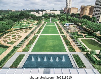 Aerial View Of McGovern Centennial Gardens At Hermann Park, Houston, Texas