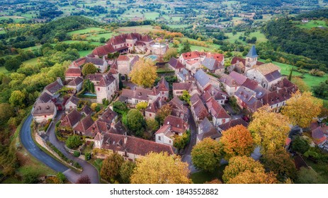 aerial view of medieval town in dordogne, France - Shutterstock ID 1843552882