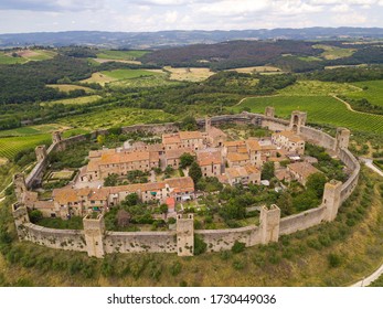 Aerial View Medieval Walled City Italian Stock Photo 1730449036 