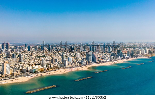 Aerial View Mediterranean Seashore Tel Aviv Stock Photo (Edit Now ...