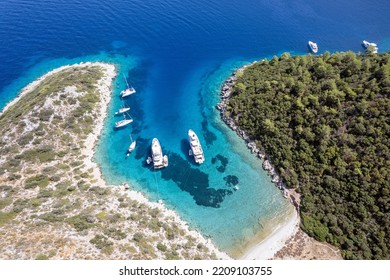 Aerial View Of Mersincik Cove, Datça Peninsula, Gokova Bay Turkey