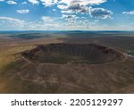 Aerial view of Meteor Crater Natural Landmark in Arizona