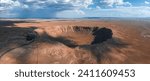 Aerial view of the Meteor Crater Natural Landmark at Arizona. Crater from a meteorite, from space. Elements of this image furnished by NASA. High quality photo