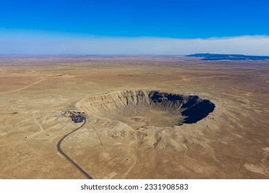 Aerial view of the Meteor Crater Natural Landmark at Arizona