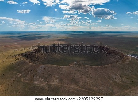 Aerial view of Meteor Crater Natural Landmark in Arizona