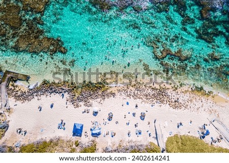 An aerial view of Mettams Pool in Perth, Western Australia, a picturesque beachside spot