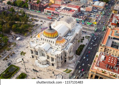 Aerial View Of Mexico City Palace Of Fine Arts - Bellas Artes.