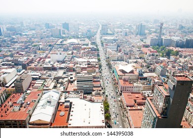 Aerial View Of Mexico City And The Traffic