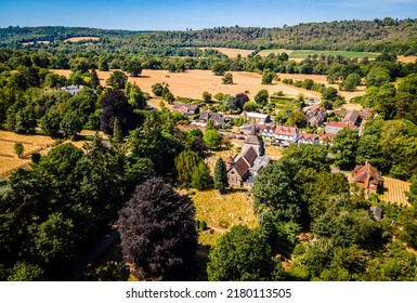 Aerial View Of Mickleham, A Village In South East England, Between The Towns Of Dorking And Leatherhead In Surrey