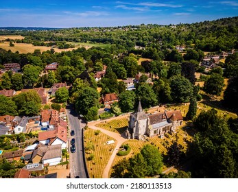 Aerial View Of Mickleham, A Village In South East England, Between The Towns Of Dorking And Leatherhead In Surrey