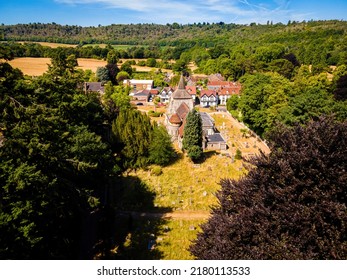 Aerial View Of Mickleham, A Village In South East England, Between The Towns Of Dorking And Leatherhead In Surrey