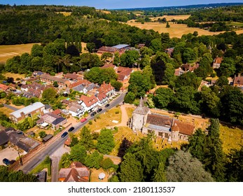 Aerial View Of Mickleham, A Village In South East England, Between The Towns Of Dorking And Leatherhead In Surrey