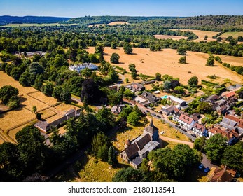 Aerial View Of Mickleham, A Village In South East England, Between The Towns Of Dorking And Leatherhead In Surrey