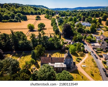 Aerial View Of Mickleham, A Village In South East England, Between The Towns Of Dorking And Leatherhead In Surrey