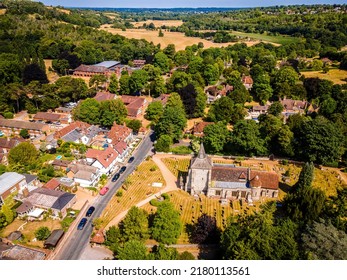 Aerial View Of Mickleham, A Village In South East England, Between The Towns Of Dorking And Leatherhead In Surrey