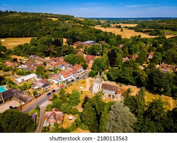 Aerial View Of Mickleham, A Village In South East England, Between The Towns Of Dorking And Leatherhead In Surrey