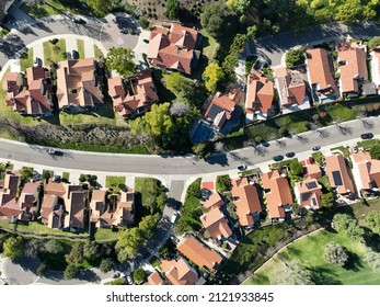 Aerial View Middle Class Neighborhood In South California, USA