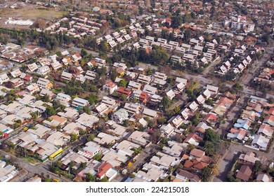 Aerial View Of A Middle Class Neighborhood In Santiago De Chile