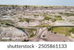 Aerial view of Midland Provincial Park from Royal Tyrrell Museum parking, Alberta.