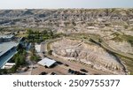 Aerial view of Midland Provincial Park from Royal Tyrrell Museum parking, Alberta.