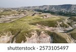 Aerial view of Midland Provincial Park from Royal Tyrrell Museum parking, Alberta.