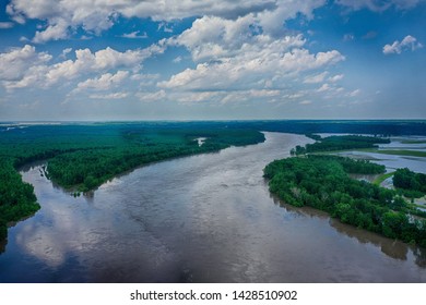 Aerial View Of Midwest Flooding Featuring Flooded Farmlands