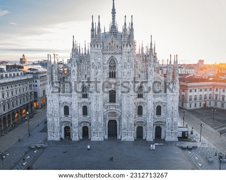 Aerial view Milan Cathedral Duomo, Milan, Italy - Aerial view from the middle of the historical center