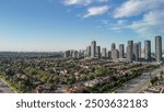 Aerial view of Mississauga skyline on a beautiful summer day, Ontario - Canada.