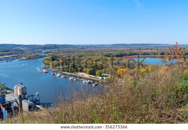 Aerial View Mississippi River Marina Wisconsin Stock Photo Edit