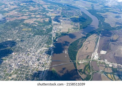 Aerial View Of Mississippi River At Quincy, IL