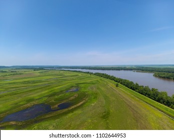 Aerial View Of The Mississippi River And Wetlands.