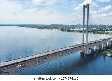 Aerial View Of Modern Bridge Over River