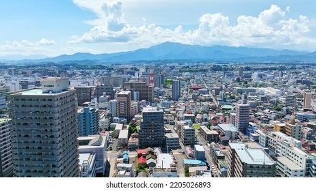 Aerial View Of Modern City And Road. Drone Point Of View.