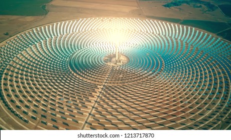 Aerial View Of A Modern Concentrated Solar Power Plant