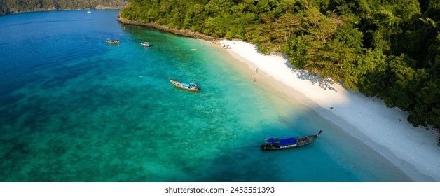 Aerial view of monkey beach in Koh Phi Phi island in Krabi, Thailand - Powered by Shutterstock