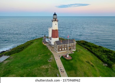 Aerial view of Montauk Lighthouse and beach in Long Island, New York, USA. - Powered by Shutterstock