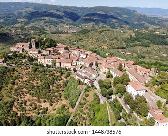 Aerial View Of Montecatini Alto Hilltop Village, Province Of Pistoia, Italy