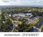 Aerial view of the Montreal Botanical Garden in summer. Montreal, Quebec, Canada.