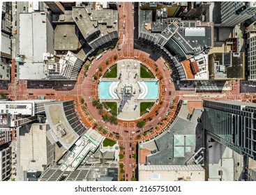 An Aerial View Of Monument Circle, Indianapolis