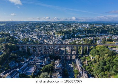 Aerial View Of Morlaix And Viaduct In Finistère In French Brittany