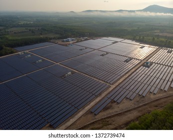 Aerial View Morning Sunrise Solar Panels Stock Photo (Edit Now) 1372739474