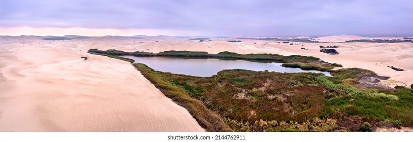 Aerial View Of The Moron Oasis In Pisco, Peru