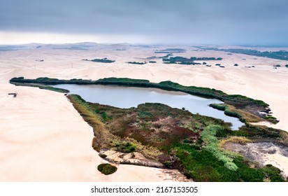 Aerial View Of The Moron Oasis In Pisco, Peru